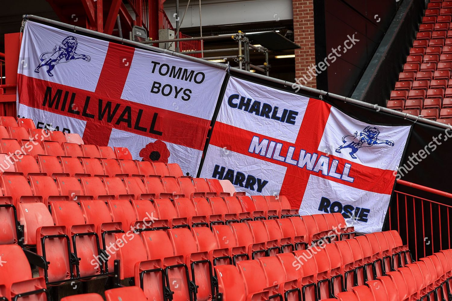 Travelling Millwall Supporters Flag Display During Editorial Stock ...