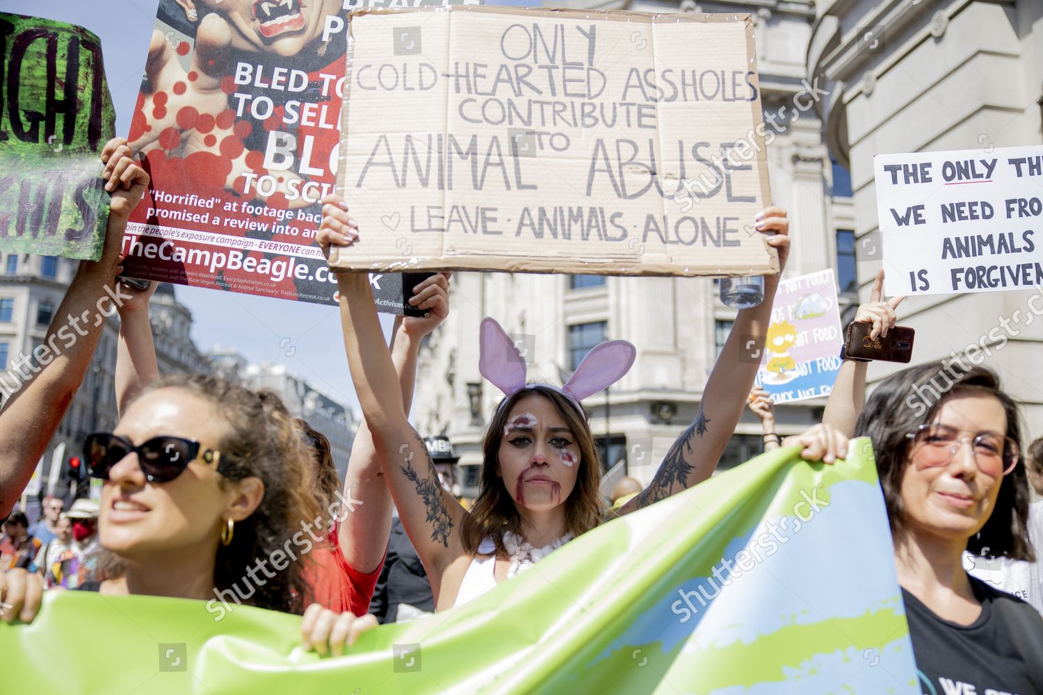 Activist Bunny Costume Seen Holding Placard Editorial Stock Photo ...