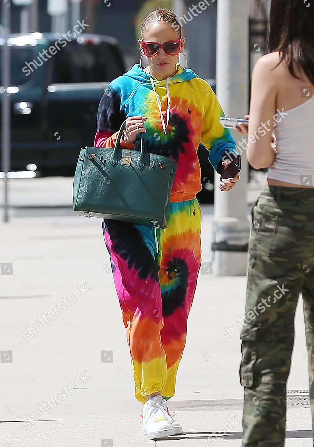 Jennifer Lopez Wearing Hermes Birkin Bag With Sweatpants