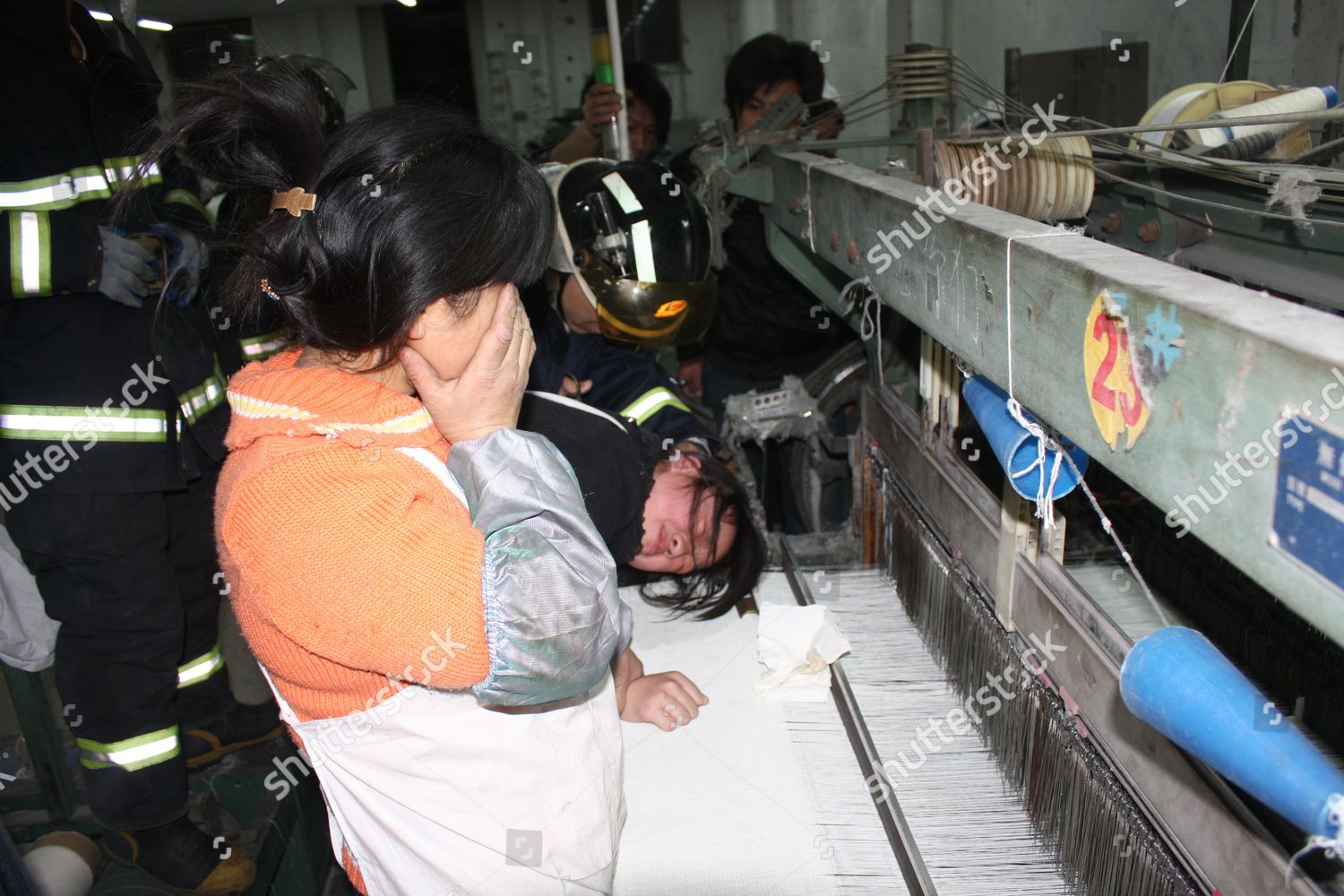 Firefighters Try Free Woman Hair Hand Weaving Editorial Stock