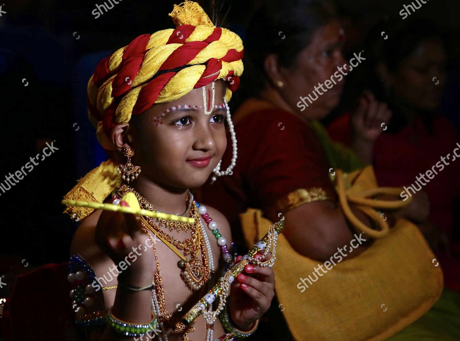 Indian Child Wears Costume During Krishna Editorial Stock Photo ...