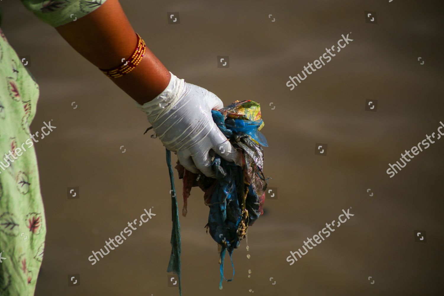 Nepali Activists Collect Garbage Embankments Bagmati Editorial Stock