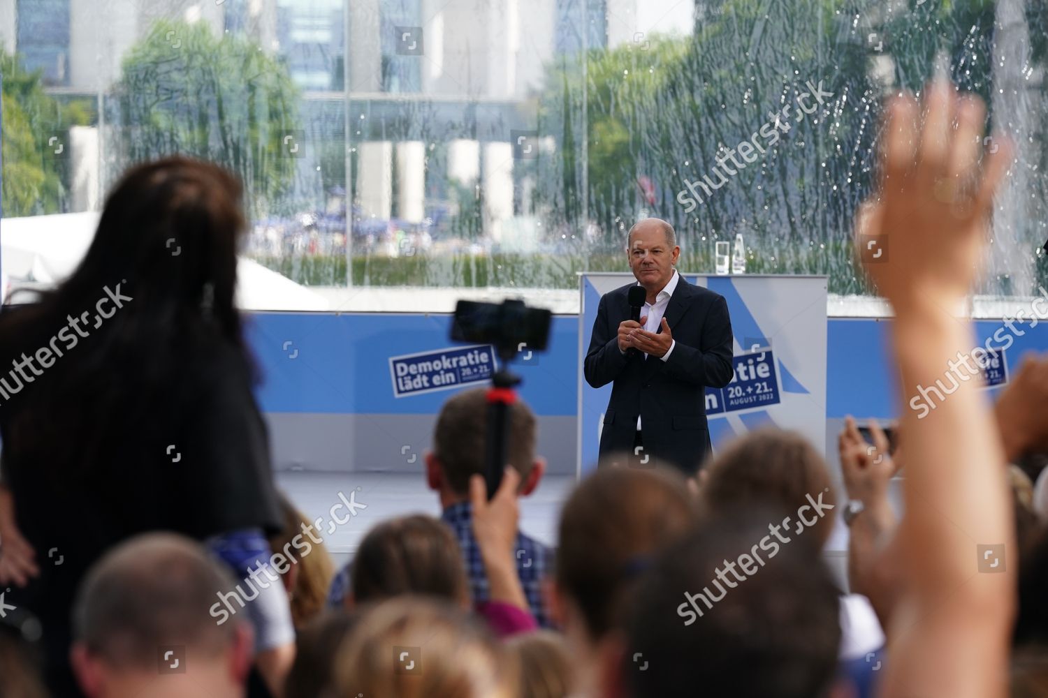 German Chancellor Olaf Scholz Gestures On Editorial Stock Photo - Stock