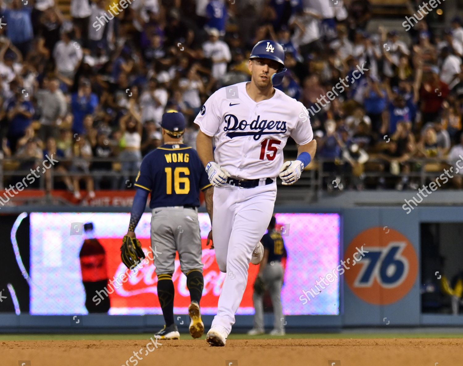 Los Angeles Dodgers Austin Barnes Hits Editorial Stock Photo - Stock Image