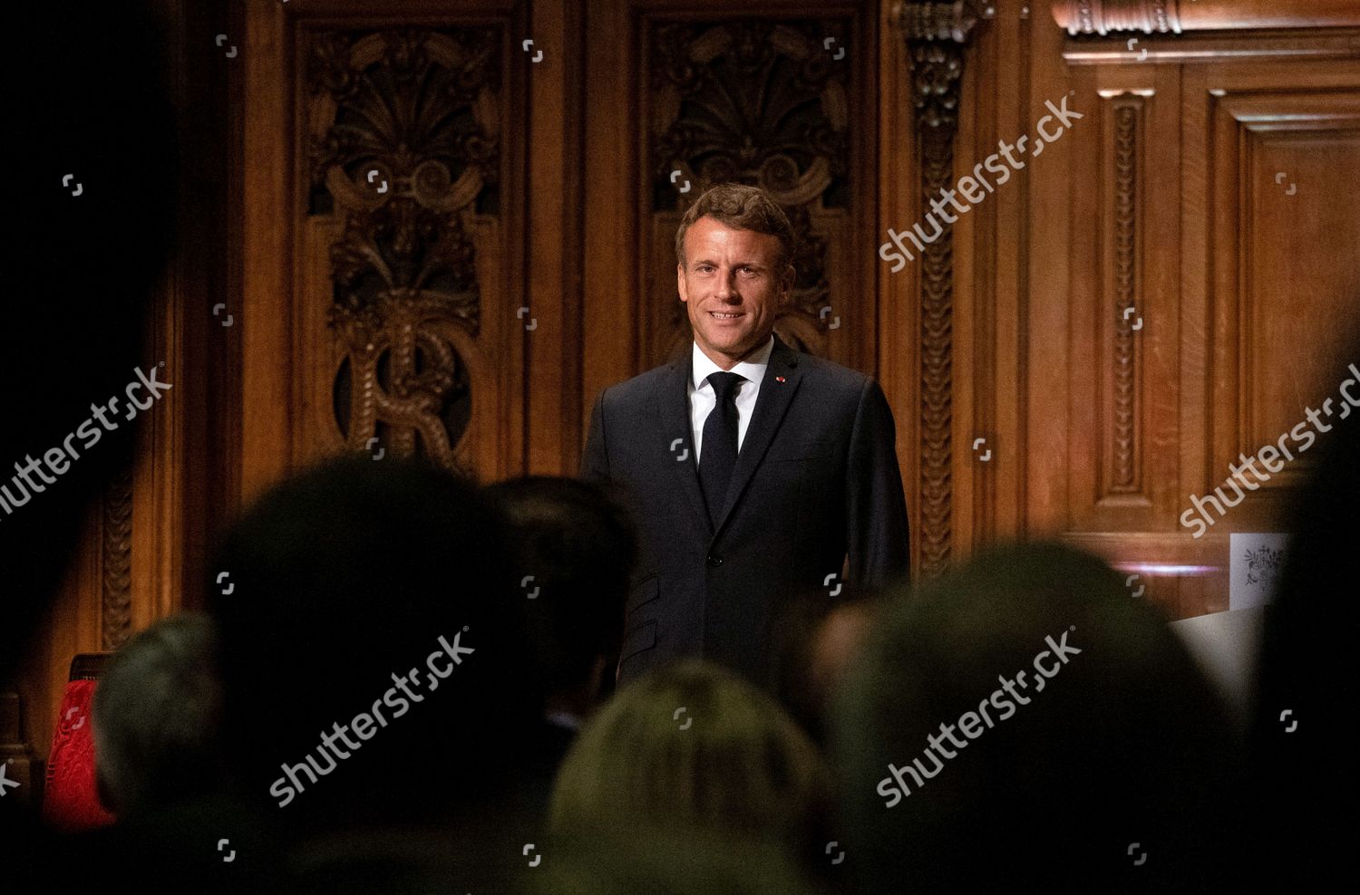 President Emmanuel Macron Listens Speech Sorbonne Editorial Stock Photo ...