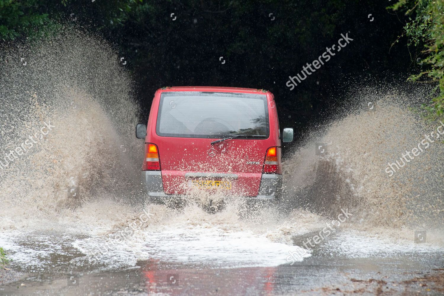 Flooded Eynsford Road Crockenhill Kent Heavy Editorial Stock Photo