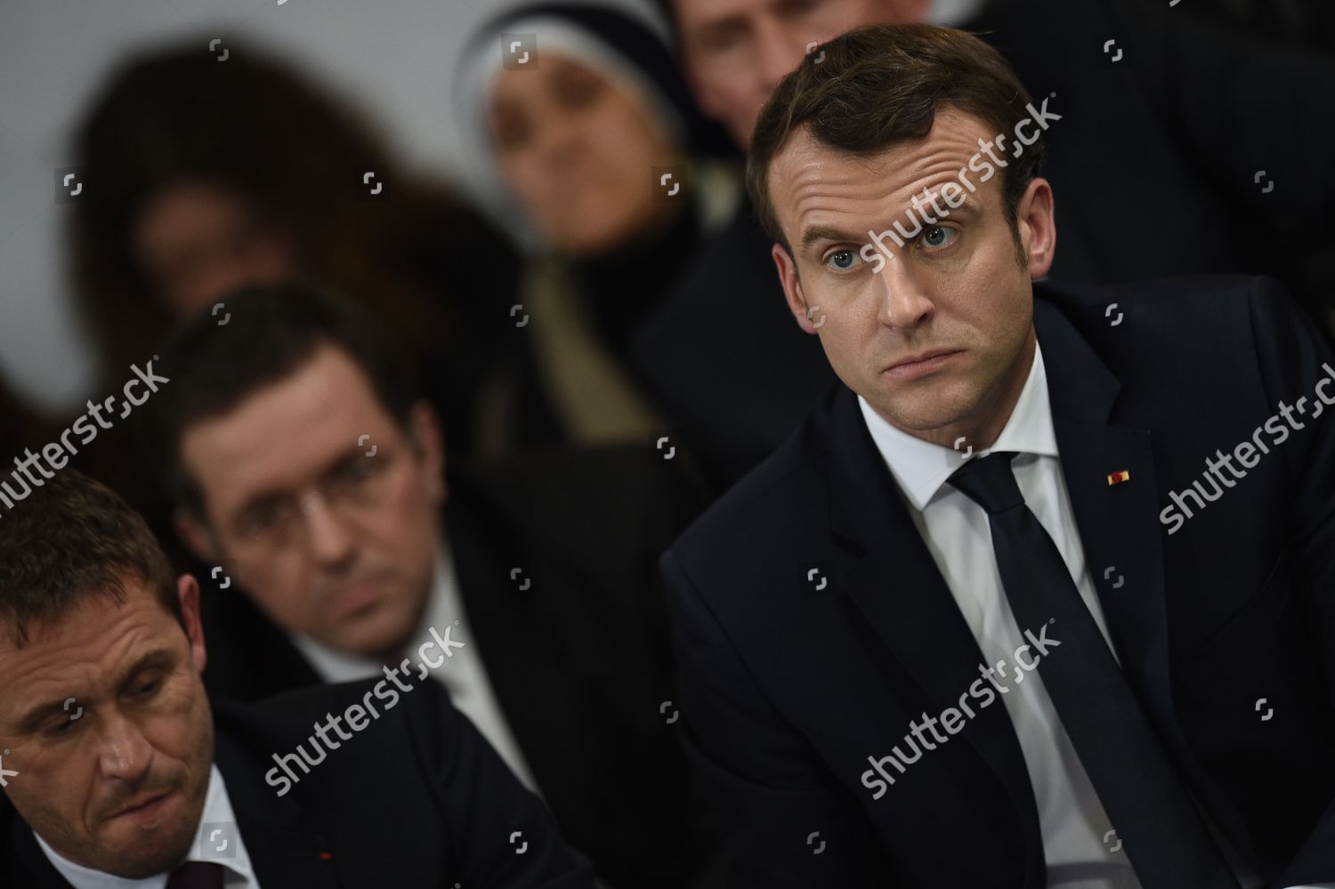 Emmanuel Macron During Meeting Mayors Iledefrance Editorial Stock Photo ...