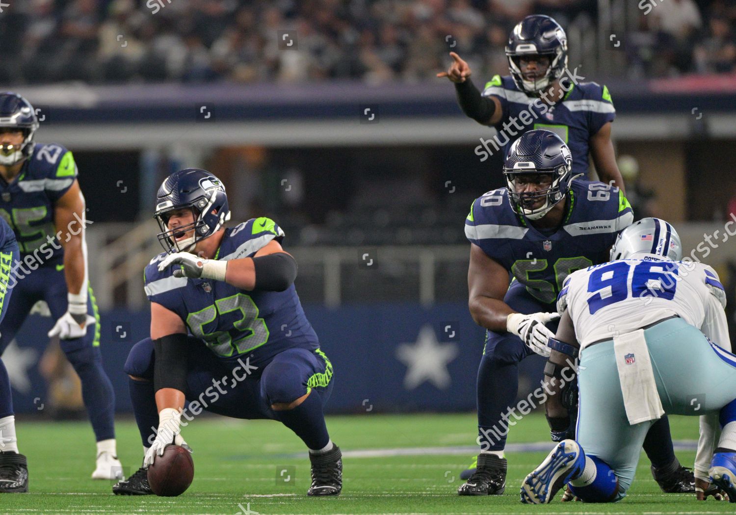 Seattle Seahawks guard Austin Blythe (63) during the first half of