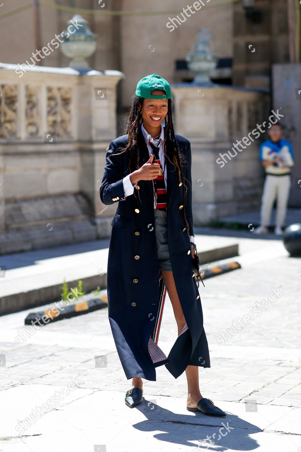 Street Style Adesuwa Arriving Thom Browne Editorial Stock Photo - Stock