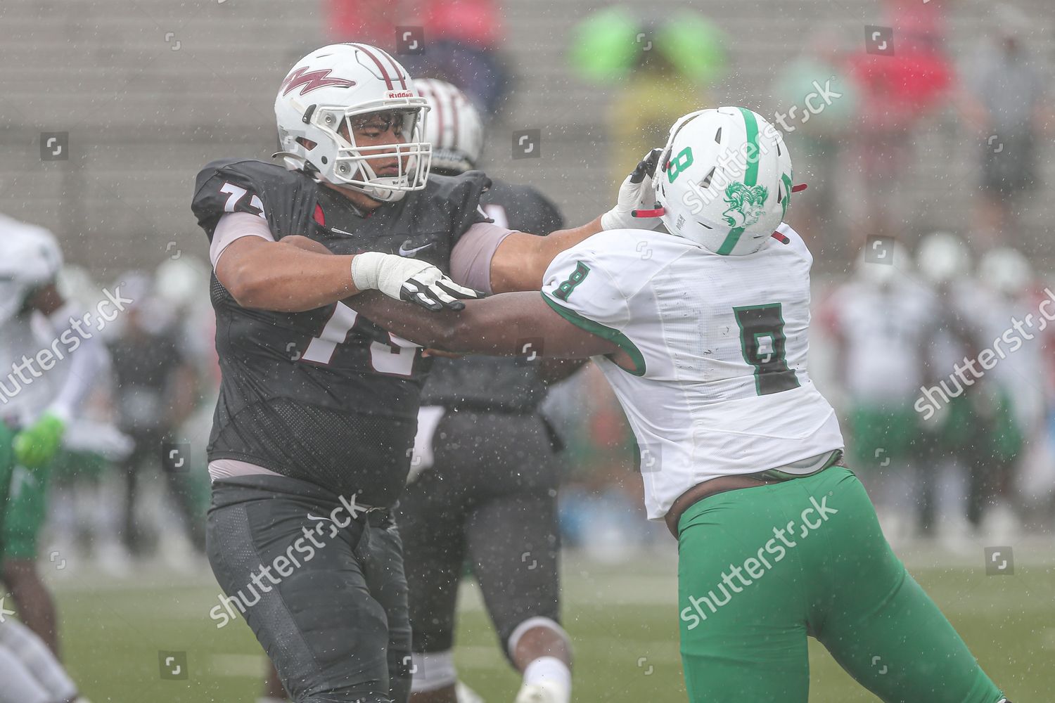 Southern Nazarene Crimson Storm Offensive Lineman Editorial Stock Photo ...