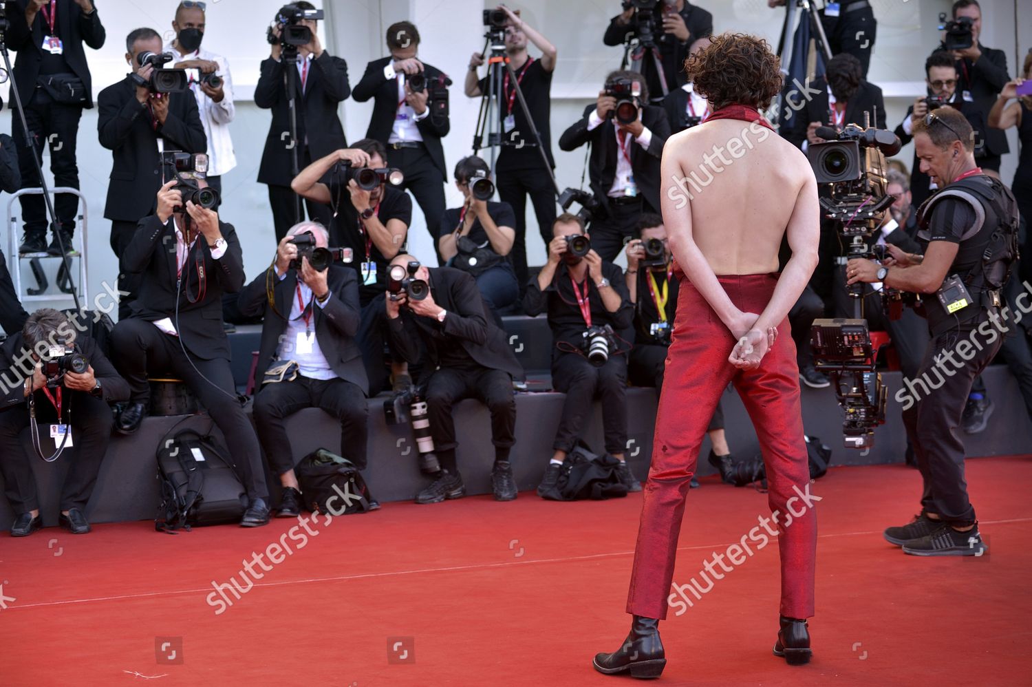 Timothee Chalamet, detail, attends the Bones And All red carpet