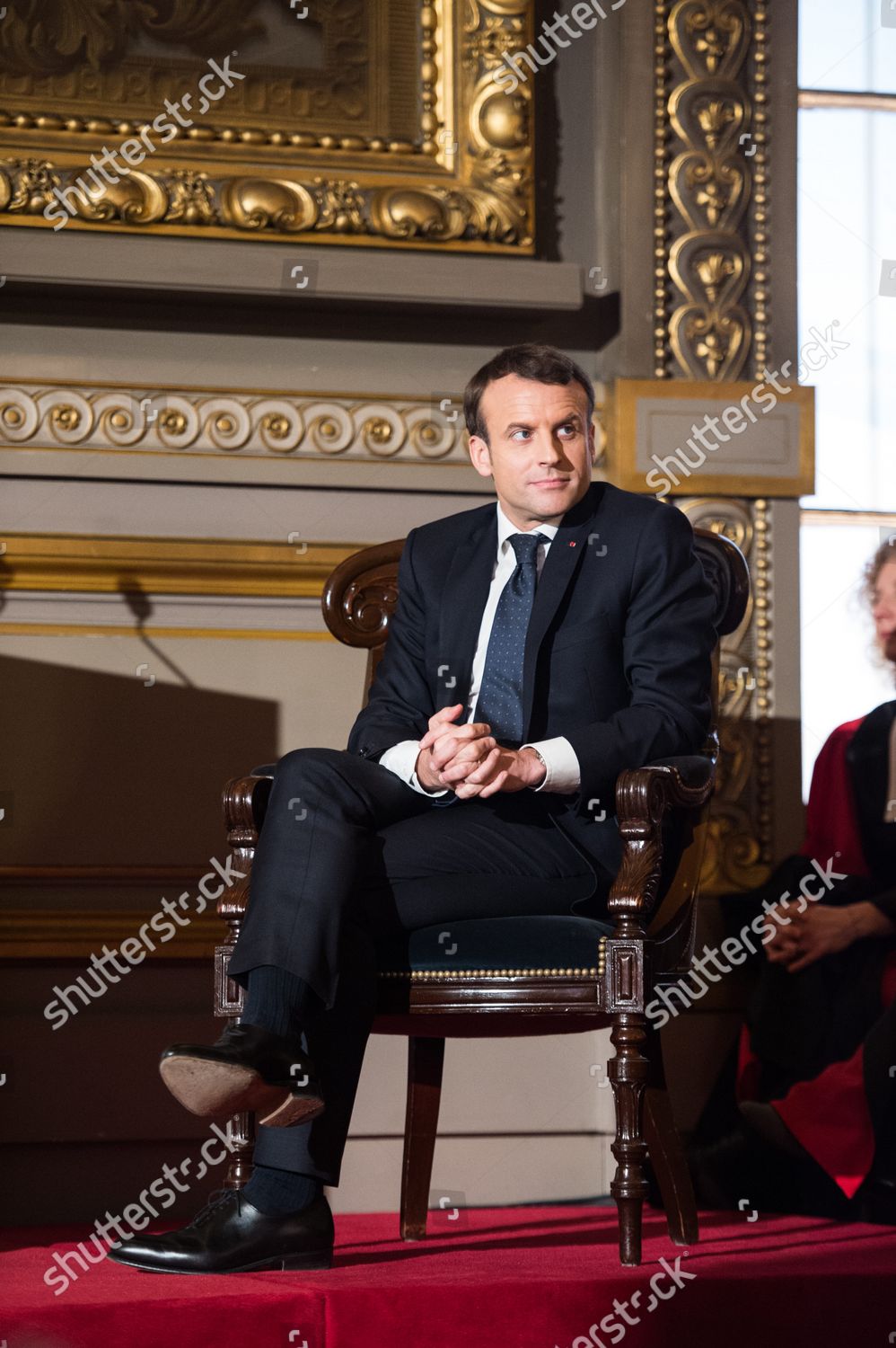 French President Emmanuel Macron Listens Speeches Editorial Stock Photo ...