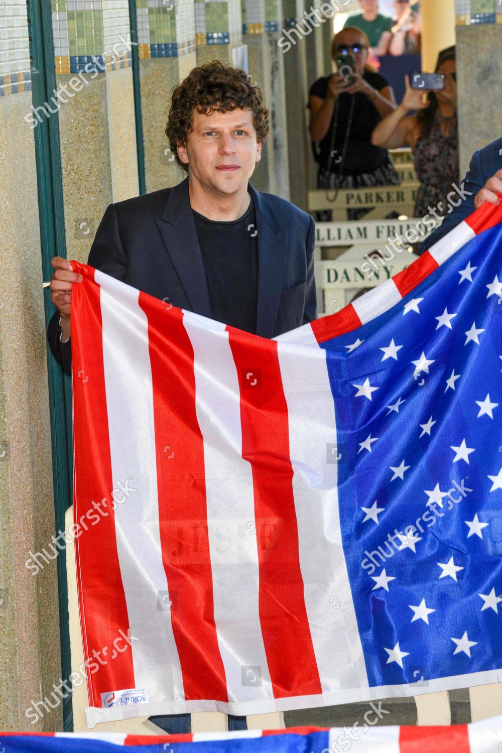 Jesse Eisenberg Poses During Unveiling His Editorial Stock Photo