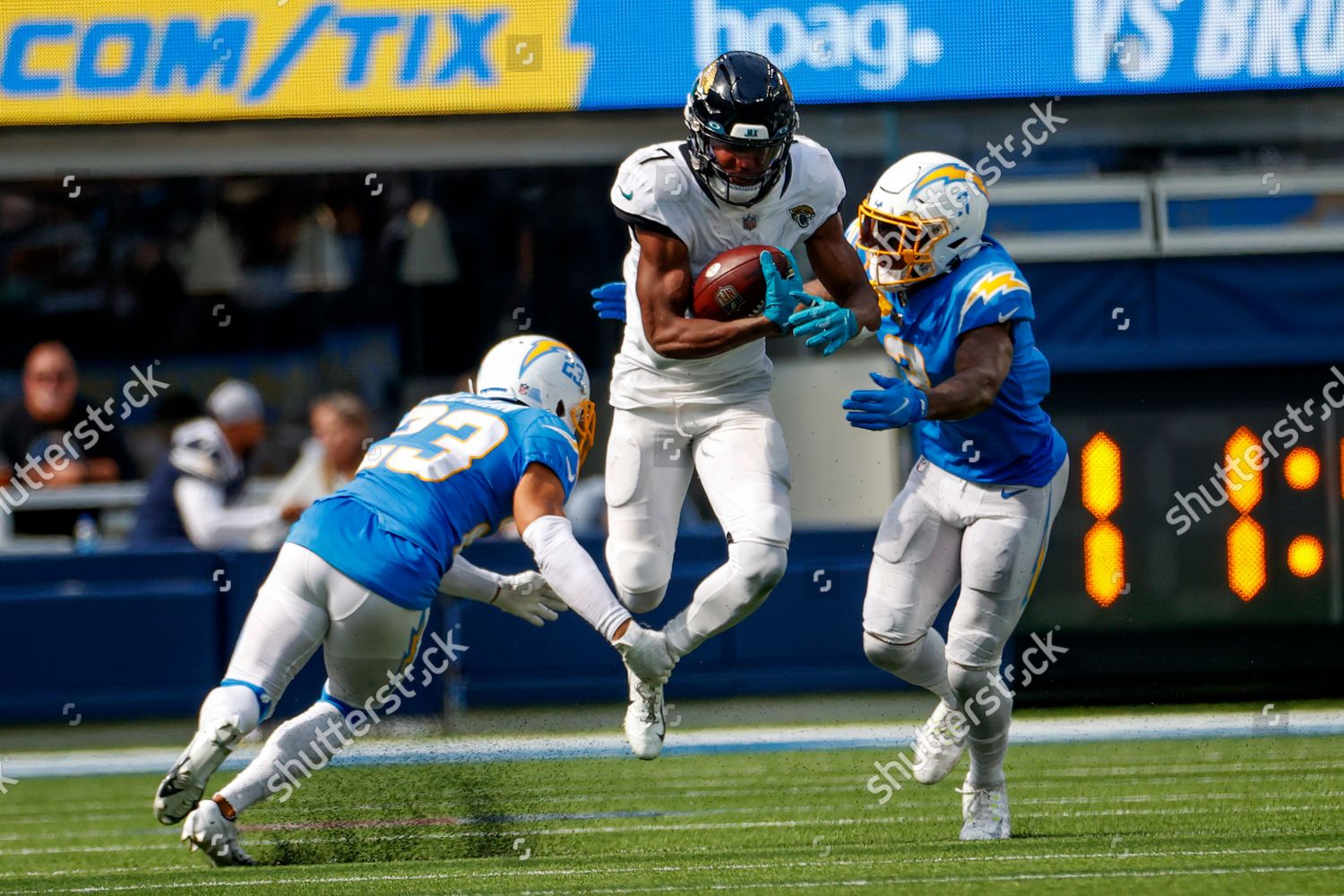 Jacksonville Jaguars wide receiver Zay Jones (7) in action during an NFL  football game against the