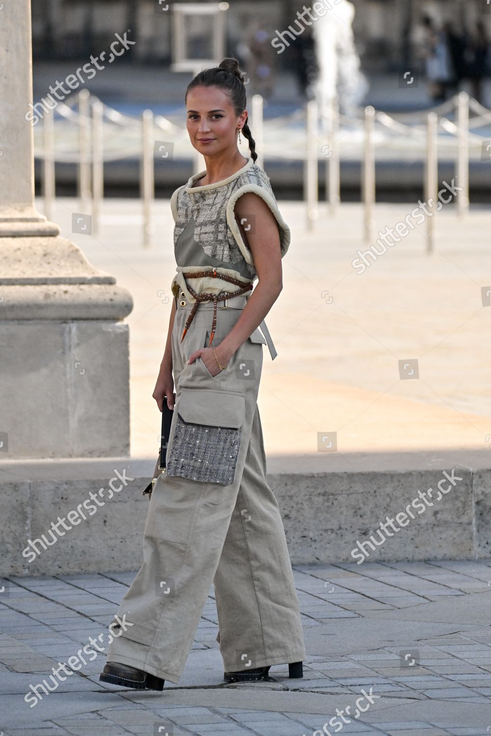 Alicia Vikander attends the Louis Vuitton show during Paris