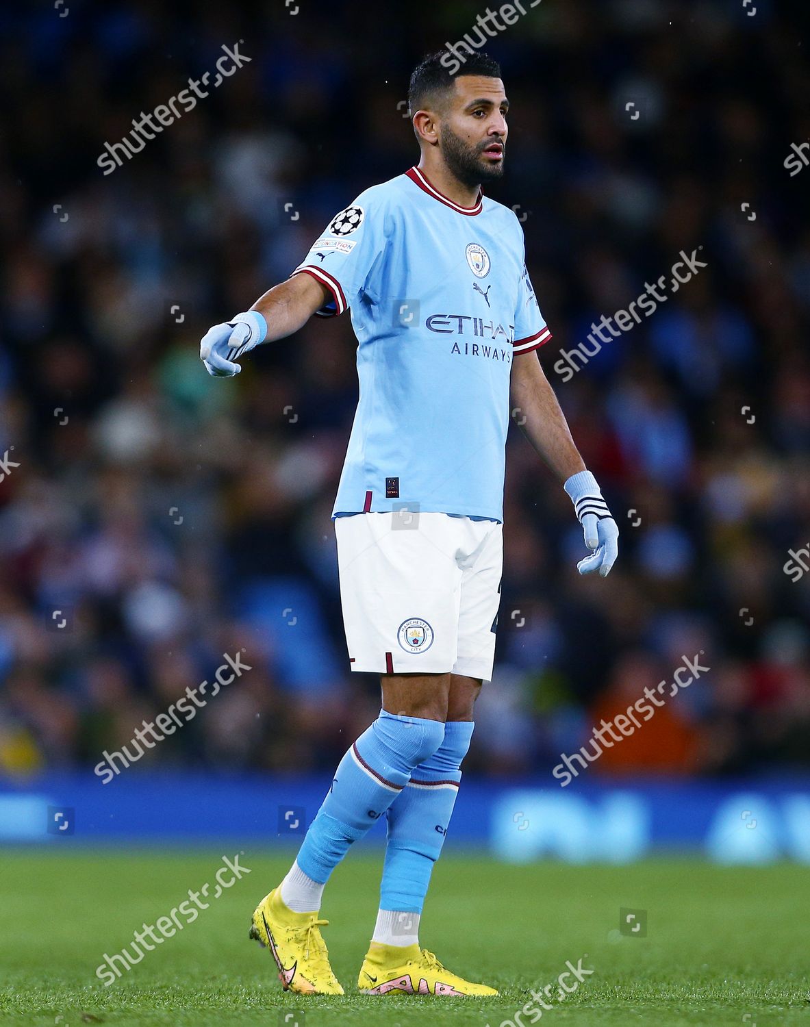 Riyad Mahrez Manchester City Wearing Gloves Editorial Stock Photo