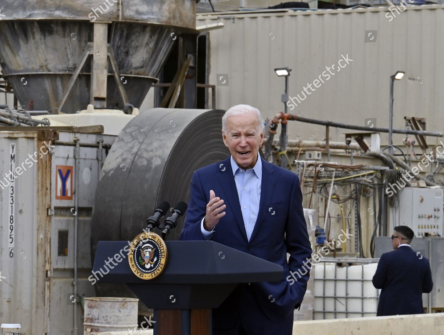 President Joe Biden Speaks Dignitaries Construction Editorial Stock ...