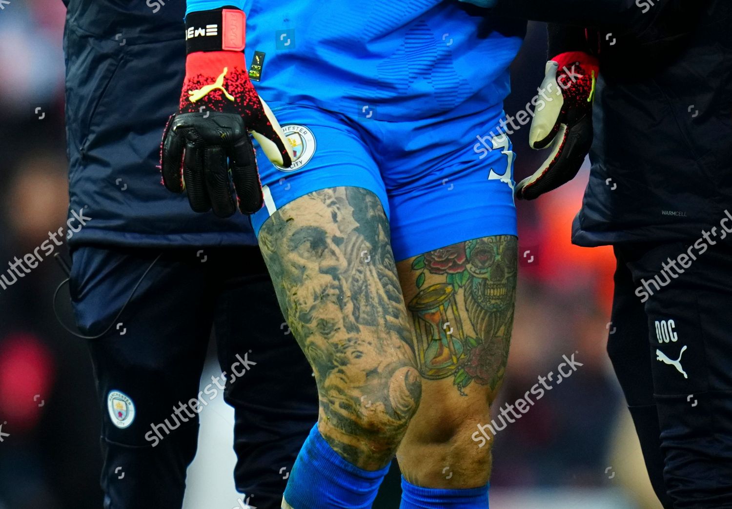 Tattoo On Leg Manchester City Goalkeeper Editorial Stock Photo - Stock ...