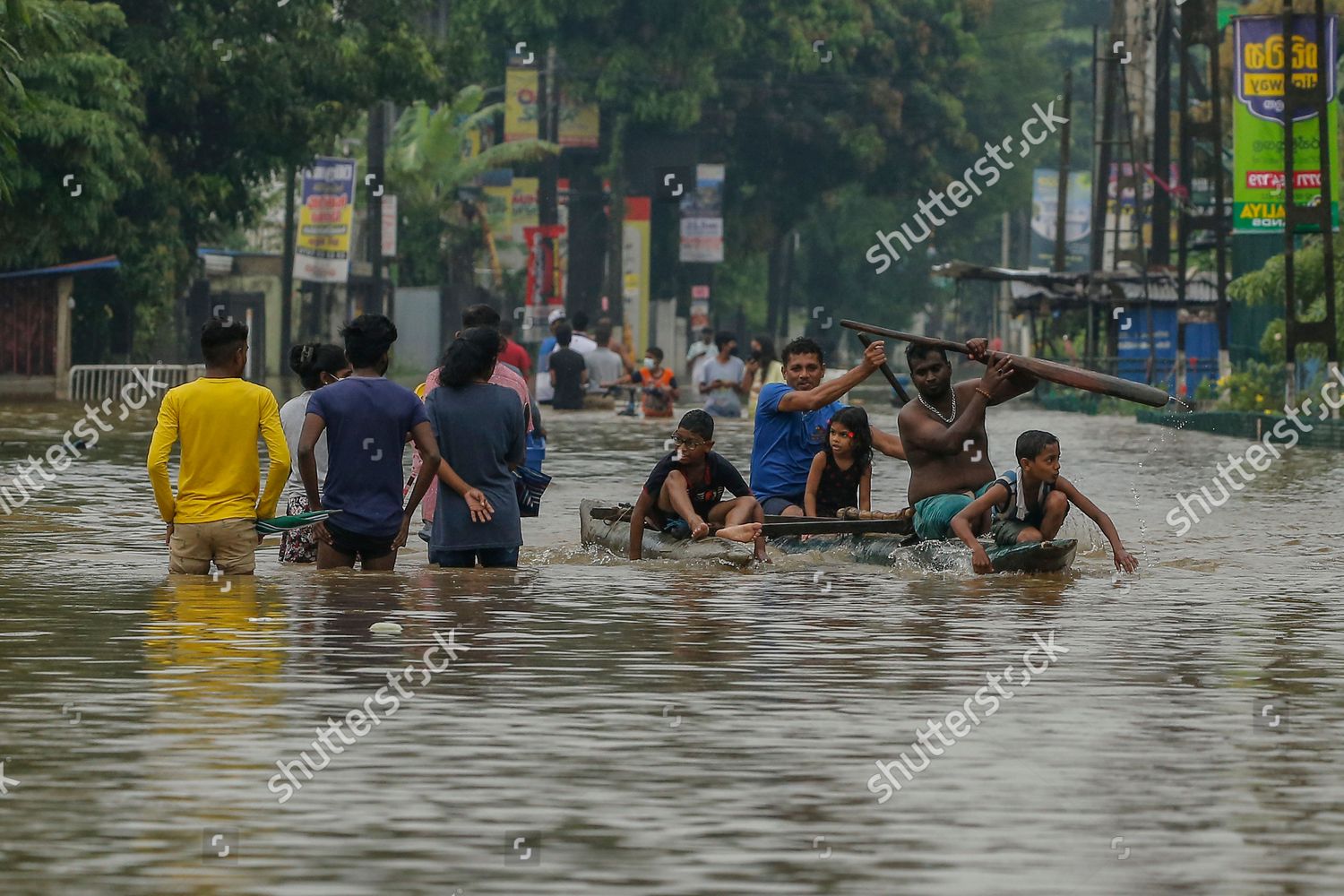 Sri Lankan Flood Victims Wade Through Editorial Stock Photo - Stock ...