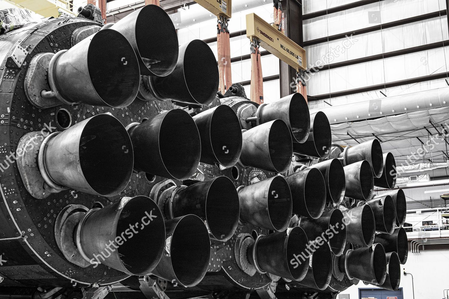 Spacexs Falcon Heavy Pictured Hangar Kennedy Editorial Stock Photo