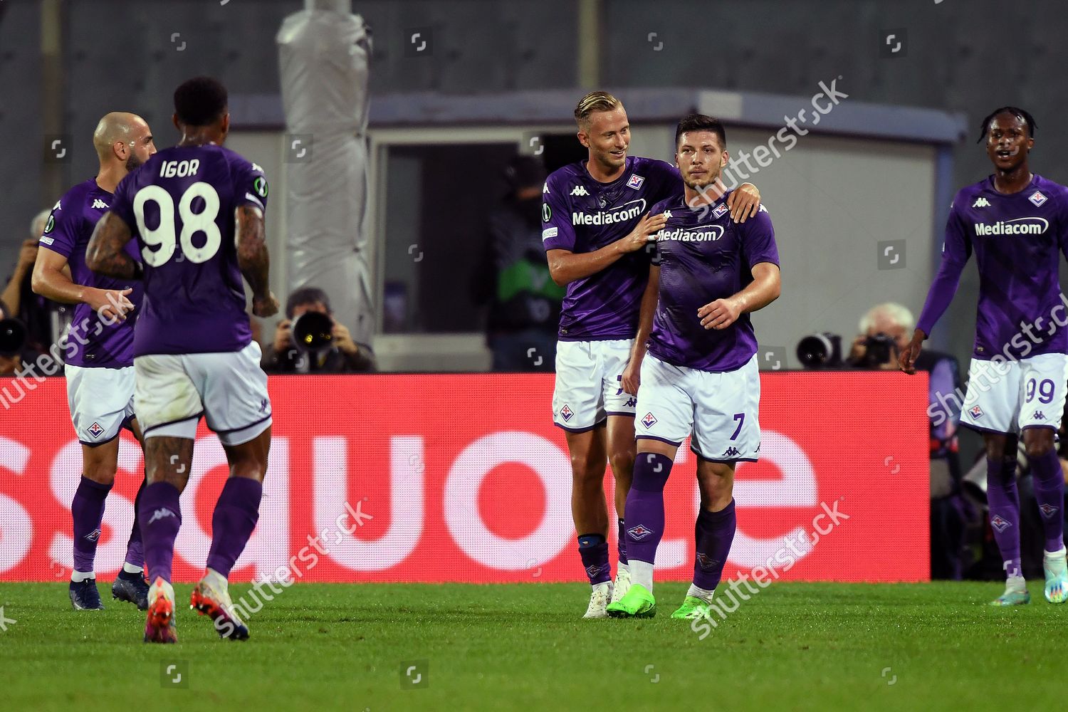 Fiorentina's Antonin Barak celebrates scoring during the Europa