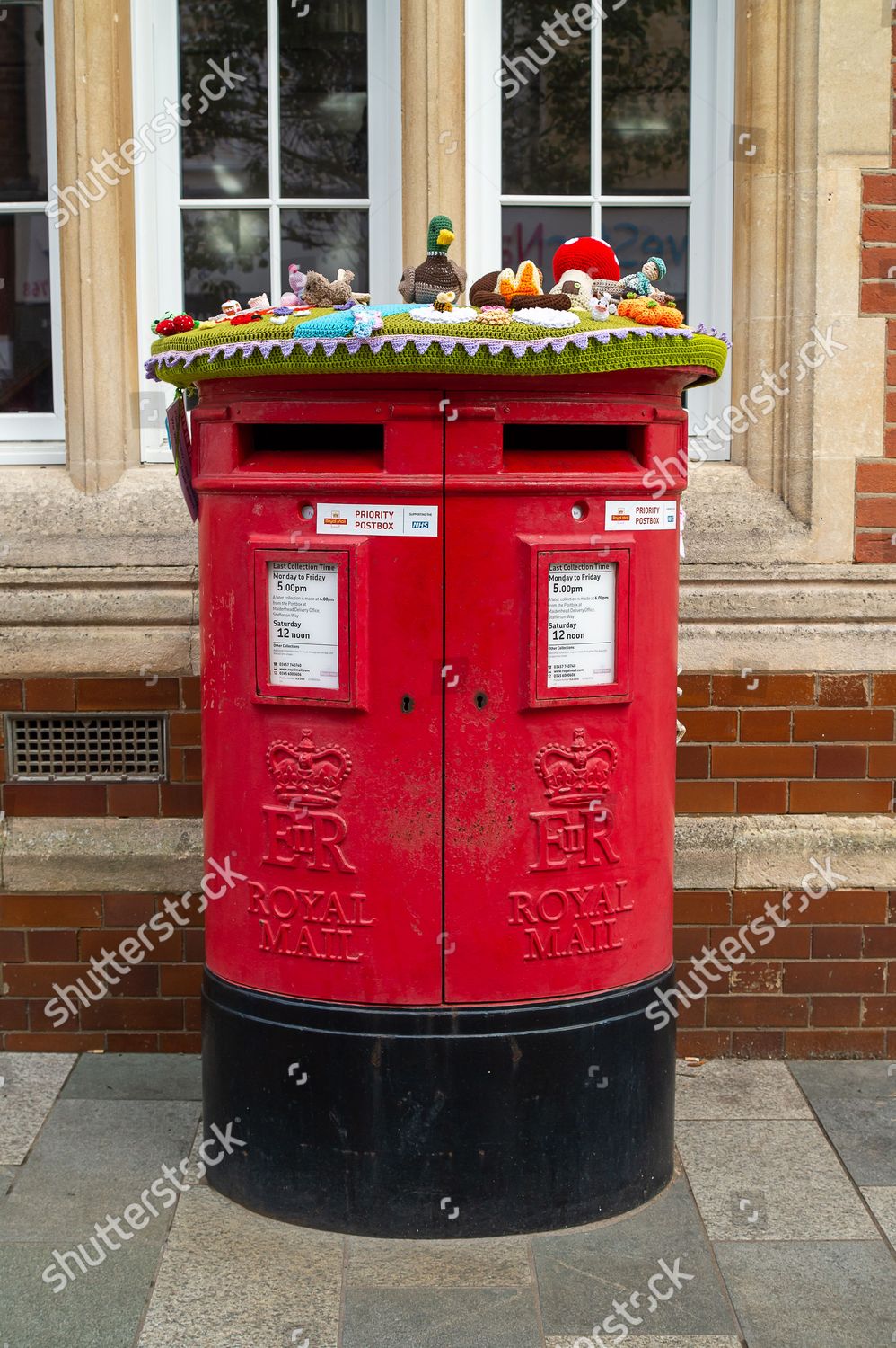 Cheery Autumnal Knitted Crochet Post Box Editorial Stock Photo - Stock ...
