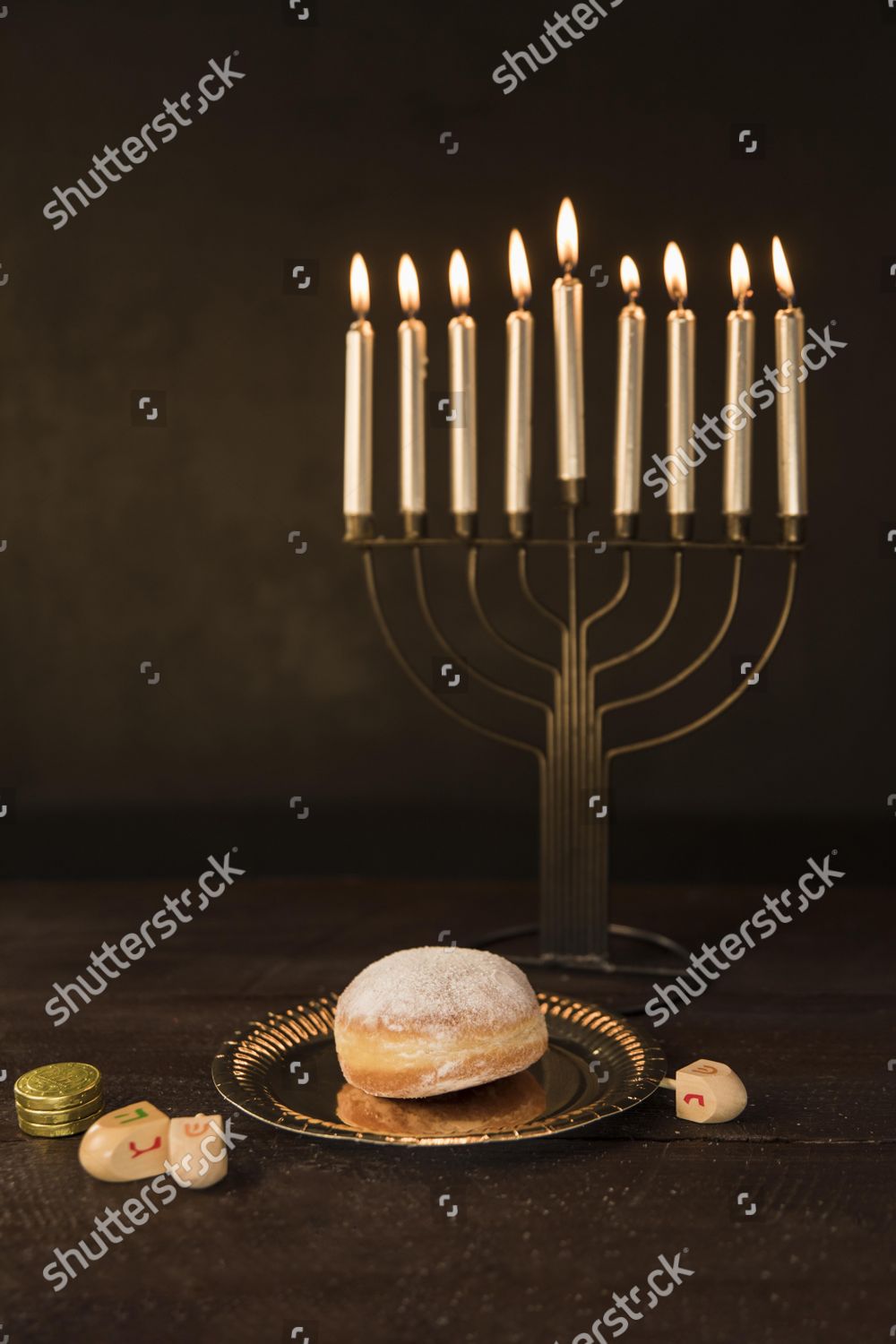 Hanukkah Snack Symbols Table Editorial Stock Photo - Stock Image