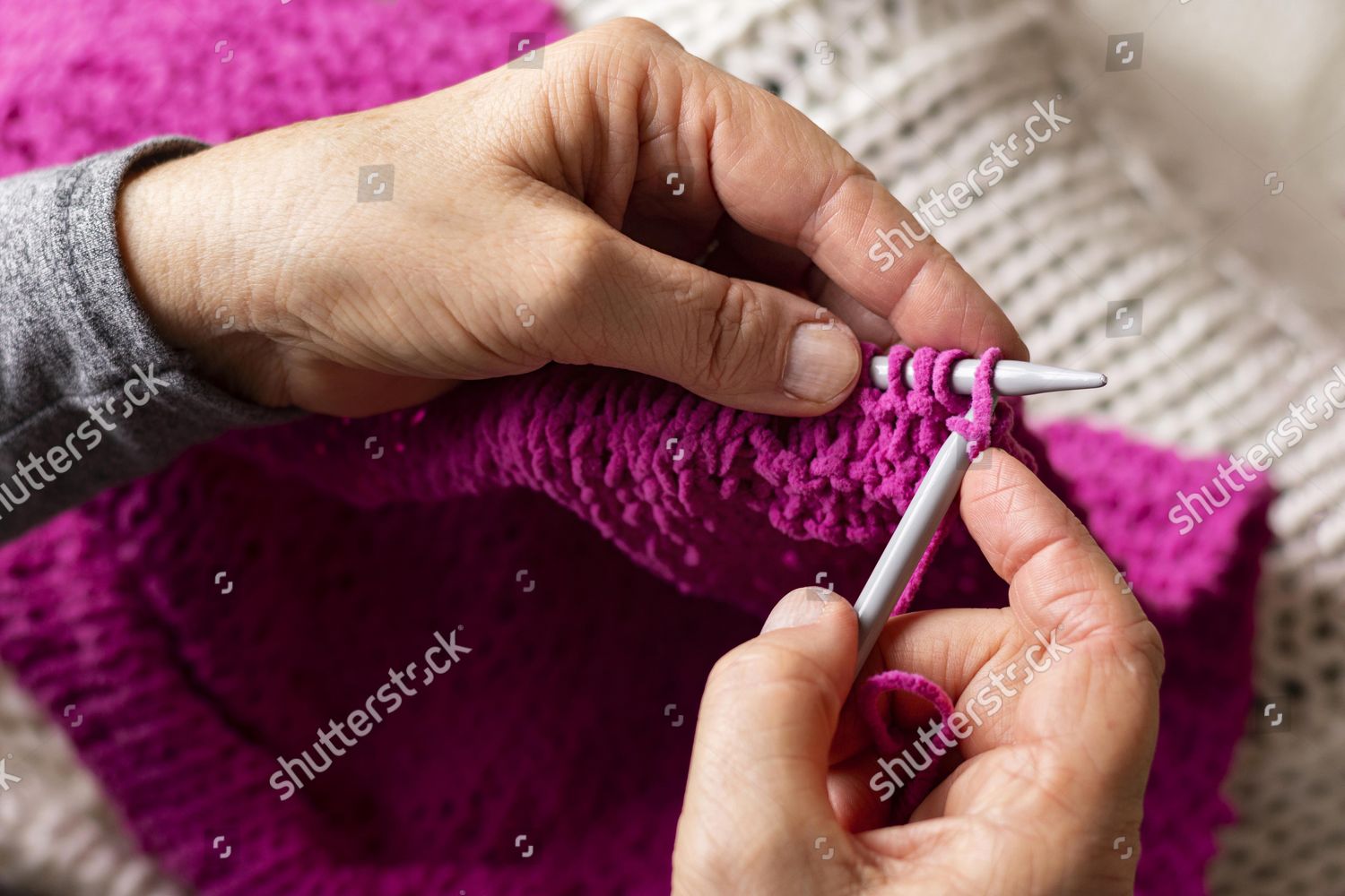 Knitting Process Close Resolution High Quality Editorial Stock Photo