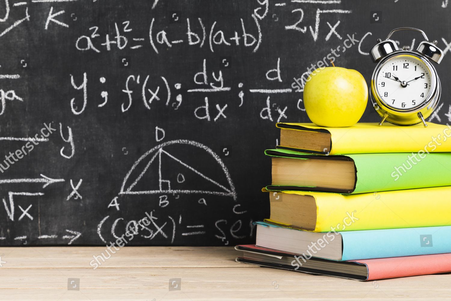 School Desk Textbooks Near Blackboard Resolution Editorial Stock Photo