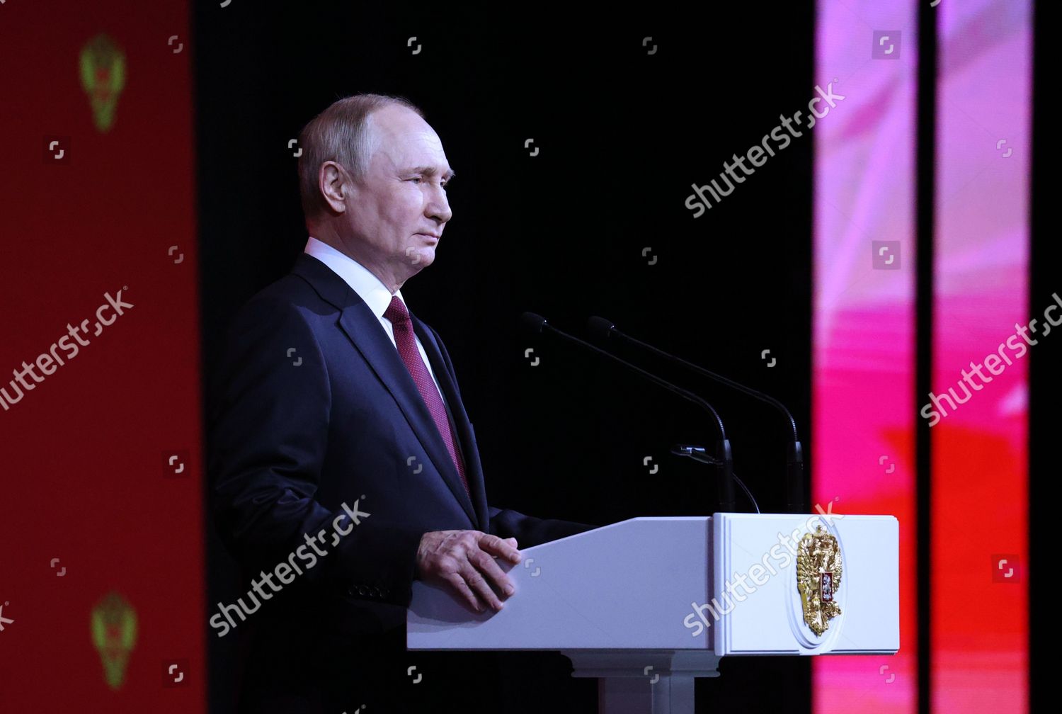 Russian President Vladimir Putin Delivers Speech Editorial Stock Photo ...