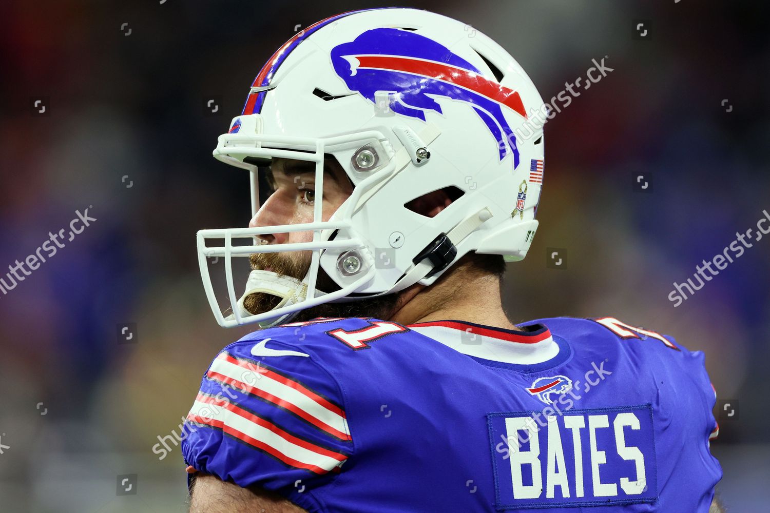 Ryan Bates of the Buffalo Bills walks off the field after a game