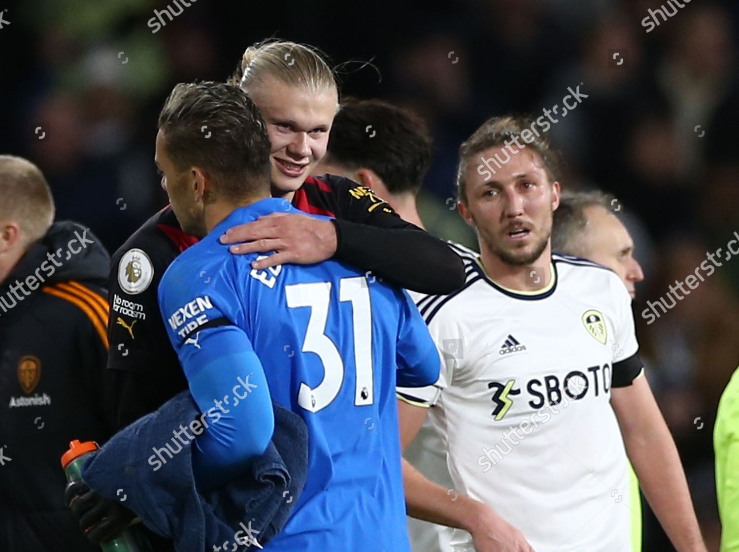 Erling Haaland C Hugs Ederson L Editorial Stock Photo - Stock Image ...