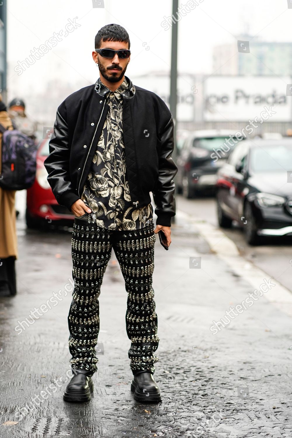 Luca Falcioni Wearing Black Varsity Jacket Editorial Stock Photo ...