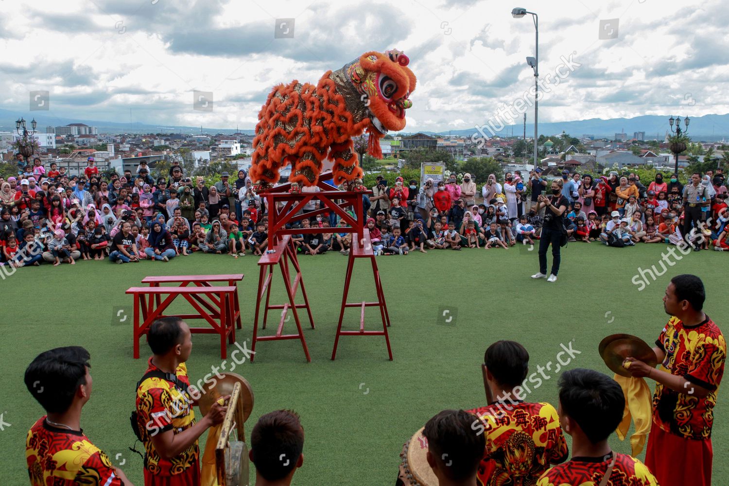 People Watch Lion Dance Performance During Editorial Stock Photo People Watch Lion Dance Performance During Editorial Stock Photo