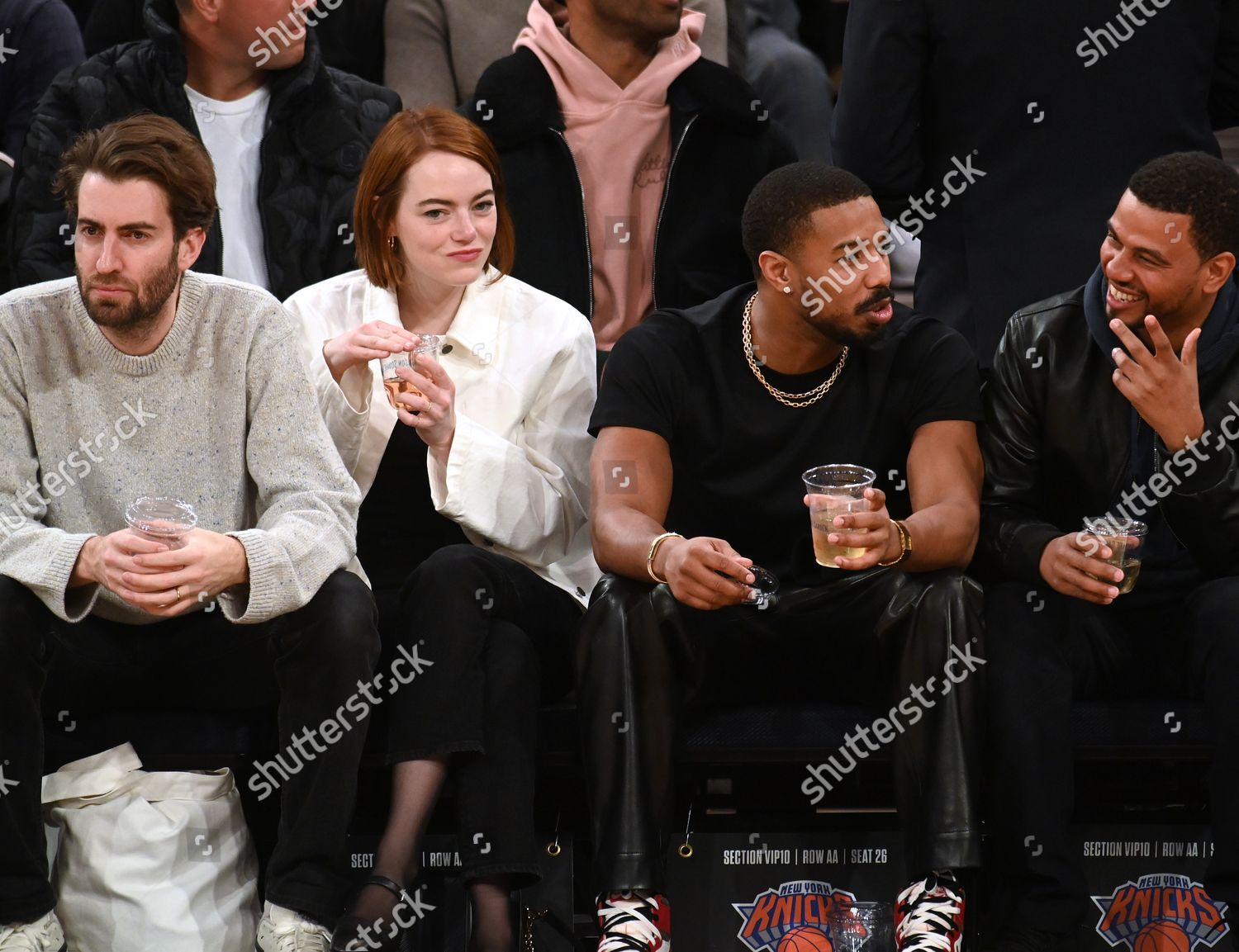 Emma Stone and Dave McCary at Lakers-Knicks NBA Game