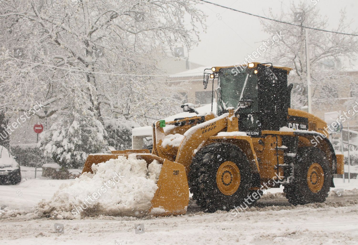 Deicer Vehicle Operating During Snow Storm Editorial Stock Photo ...