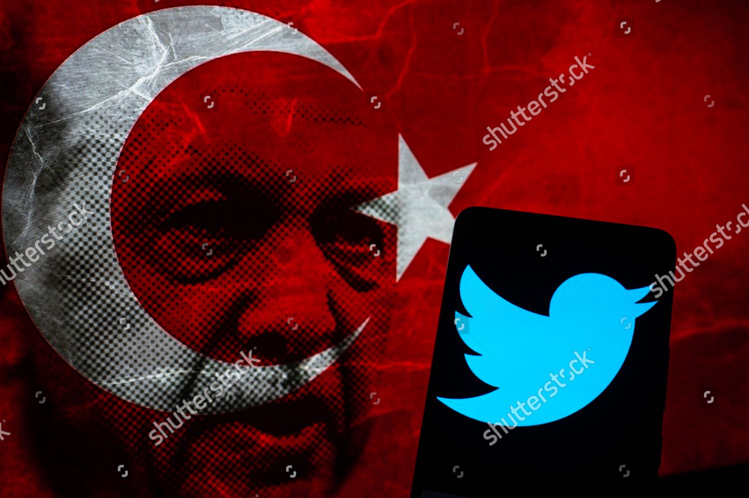 Turkeys Flag Displayed On Screen Twitter Editorial Stock Photo Stock