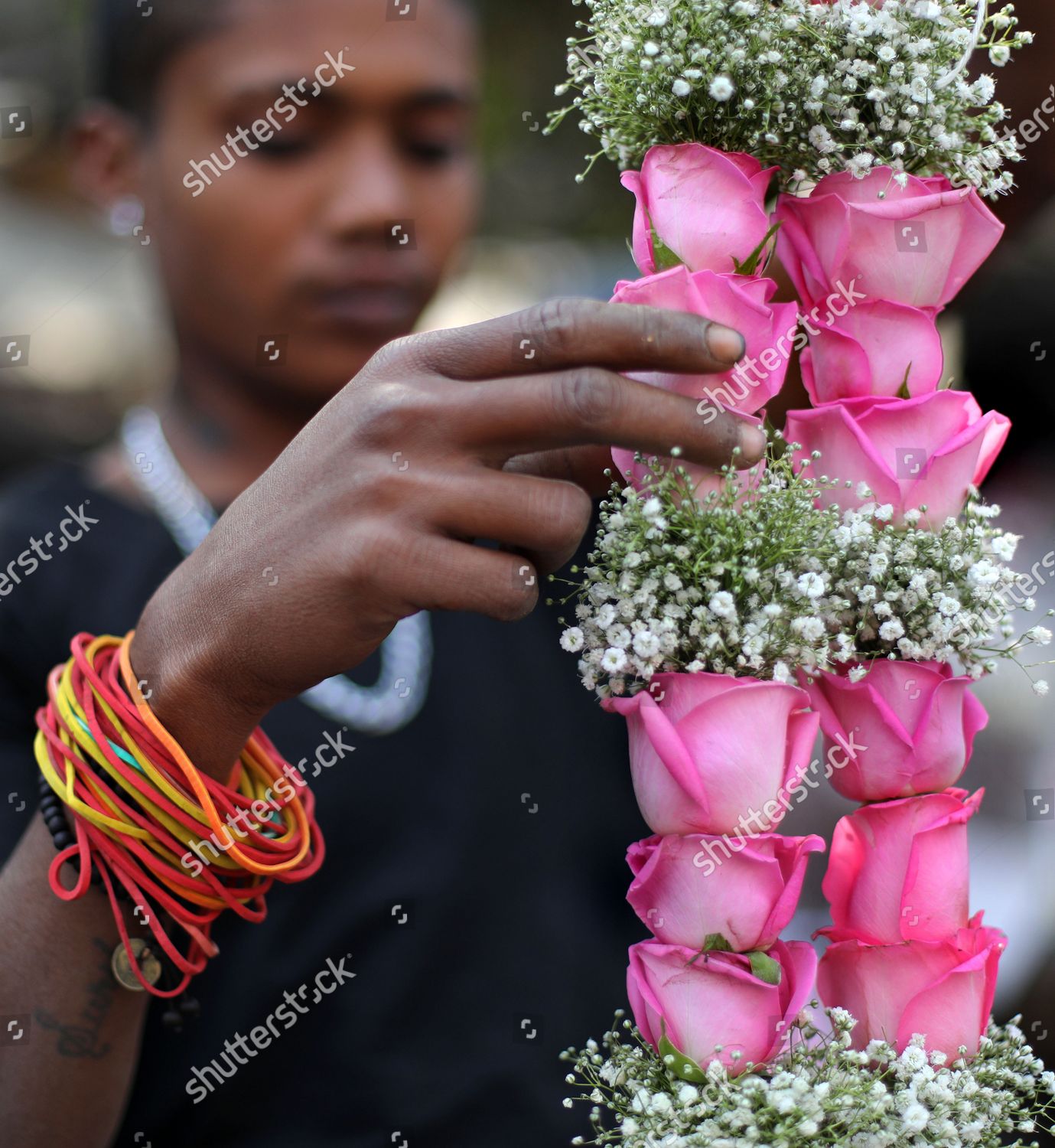 Flower Vendor Sunil Dutta Prepares Rose Editorial Stock Photo Stock