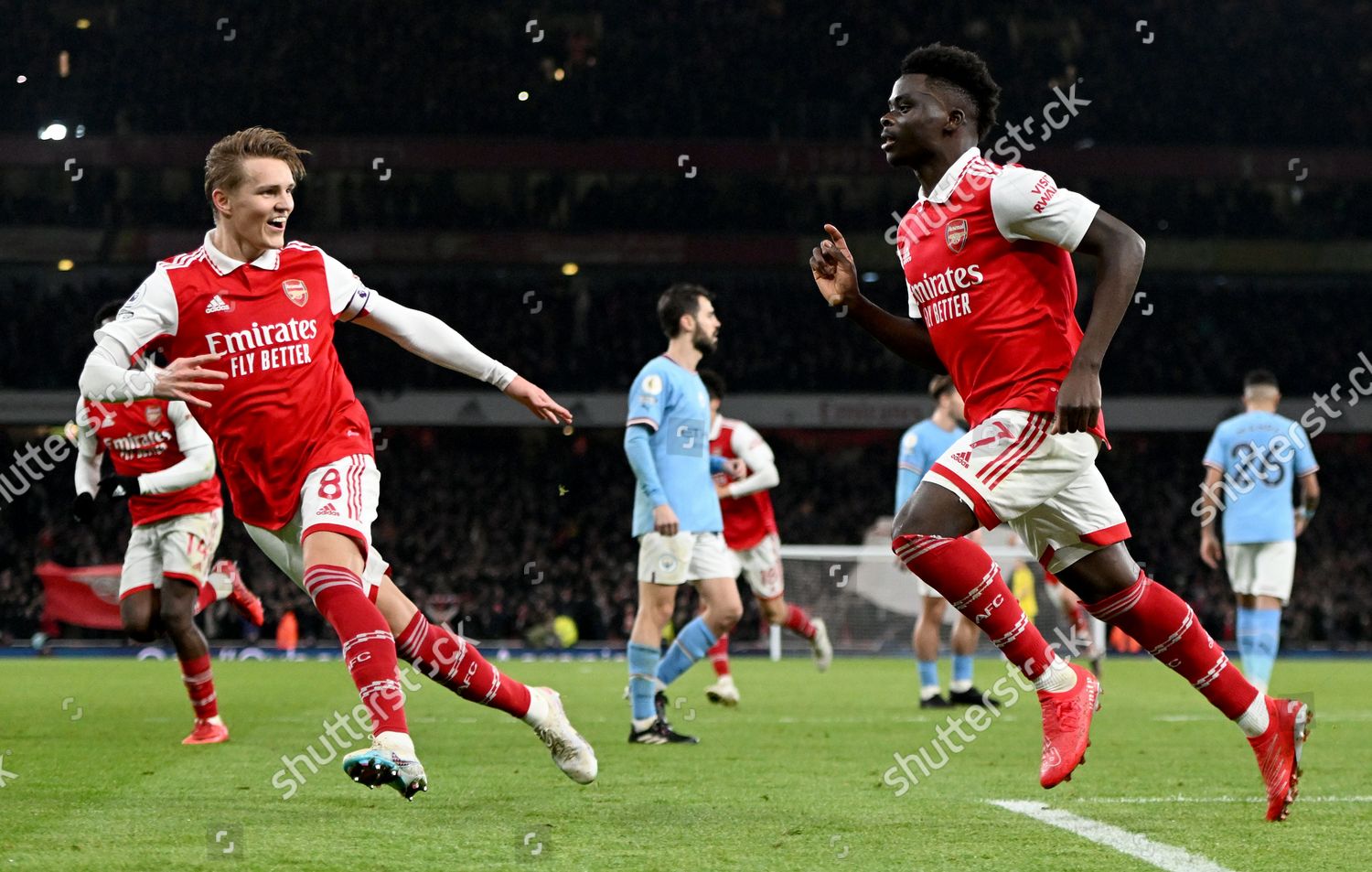 Bukayo Saka R Arsenal Celebrates Teammate Editorial Stock Photo - Stock ...