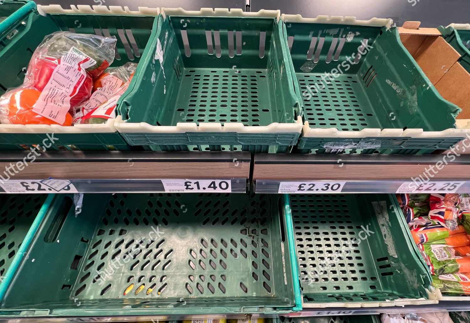 Empty Crates Fruit Vegetables Tesco Express Editorial Stock Photo
