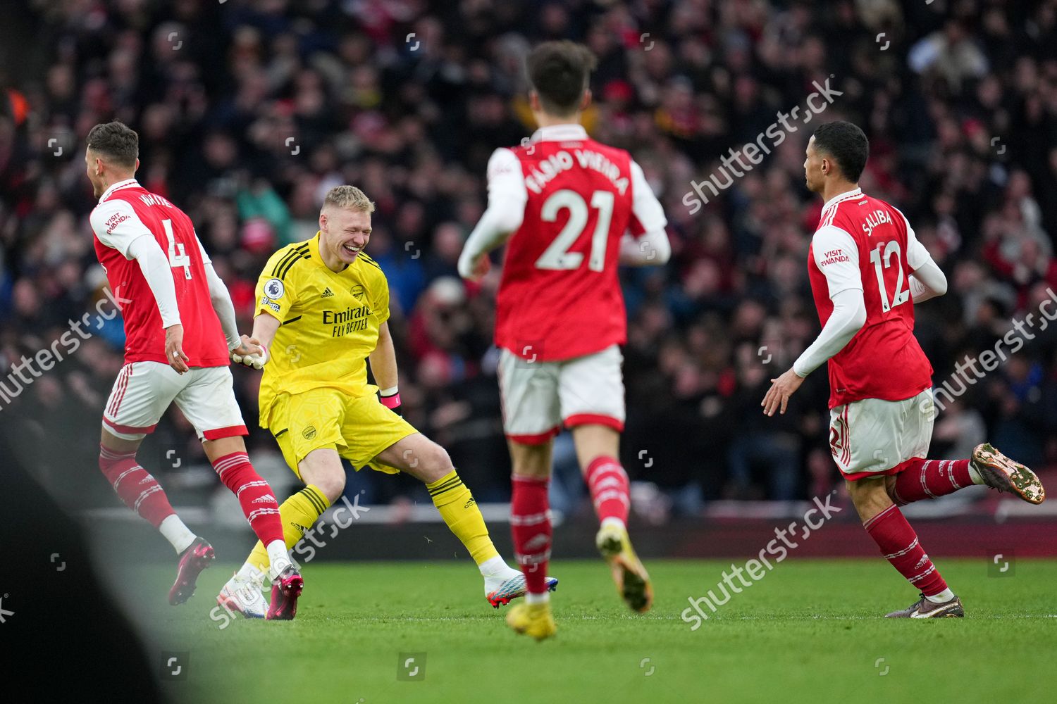 Arsenal Goalkeeper Aaron Ramsdale 1 Celebrates Editorial Stock Photo ...