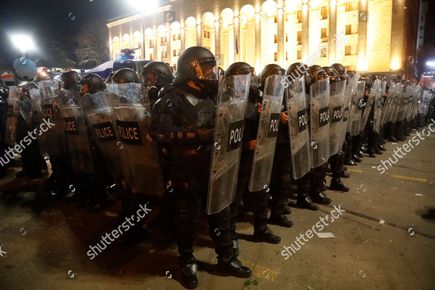 Georgian Riot Police Stand Line During Editorial Stock Photo - Stock ...
