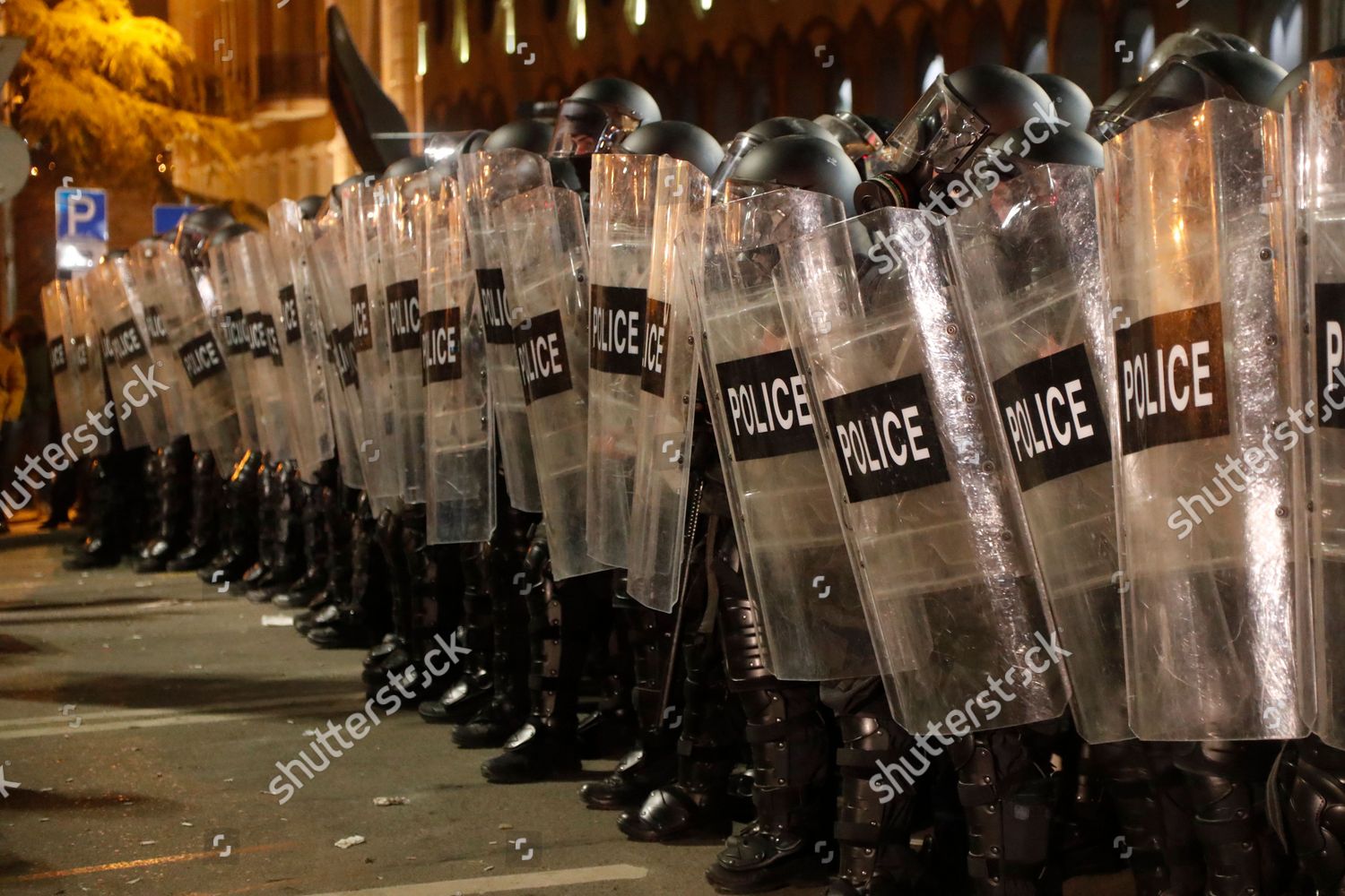 Georgian Riot Police Stand Line During Editorial Stock Photo - Stock ...