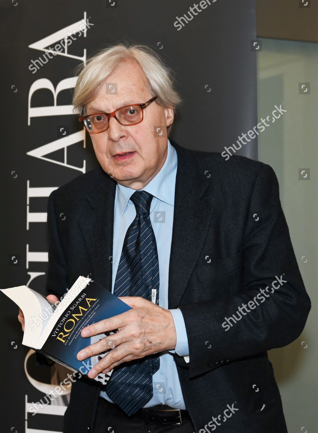 Vittorio Sgarbi His Book Wearing Dolcegabbana Editorial Stock Photo ...