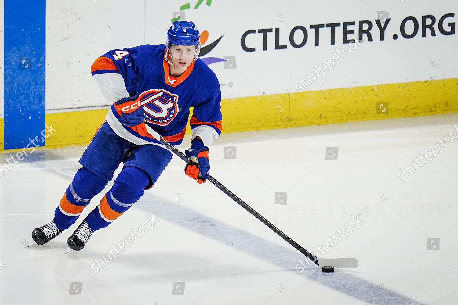 Bridgeport Islanders Dennis Cholowski 4 Handles Editorial Stock Photo ...