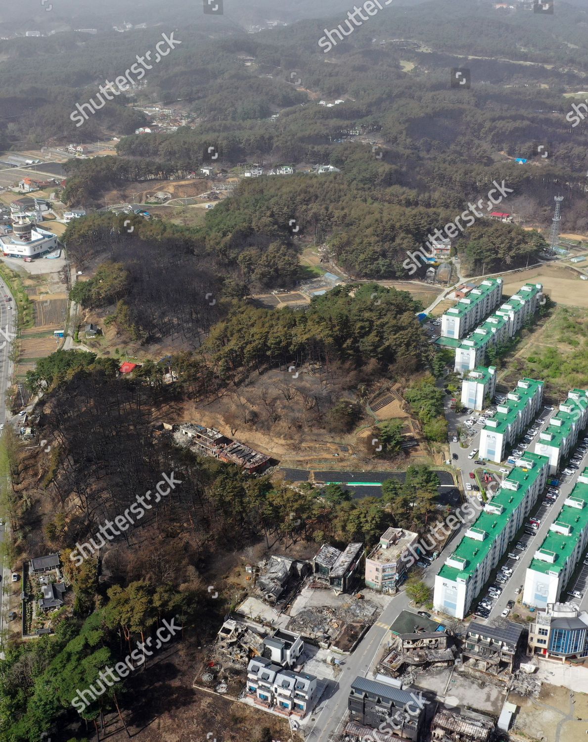 Arial Photo Shows Aftermath Wildfire Gangneung Editorial Stock Photo ...