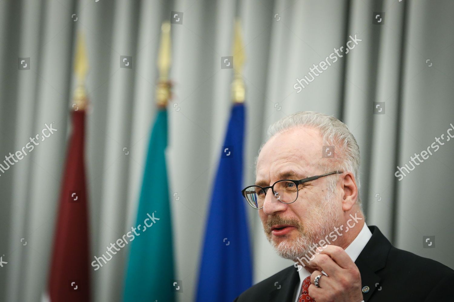 Latvias President Egils Levits Speaks During Editorial Stock Photo ...