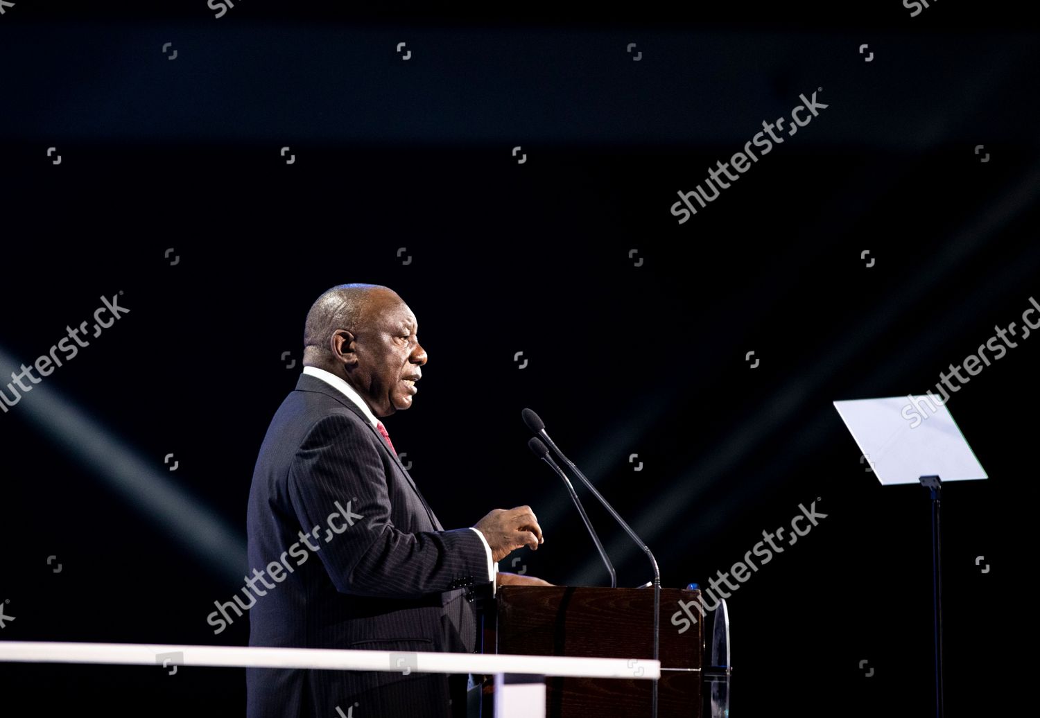 South African President Cyril Ramaphosa Delivers Editorial Stock Photo