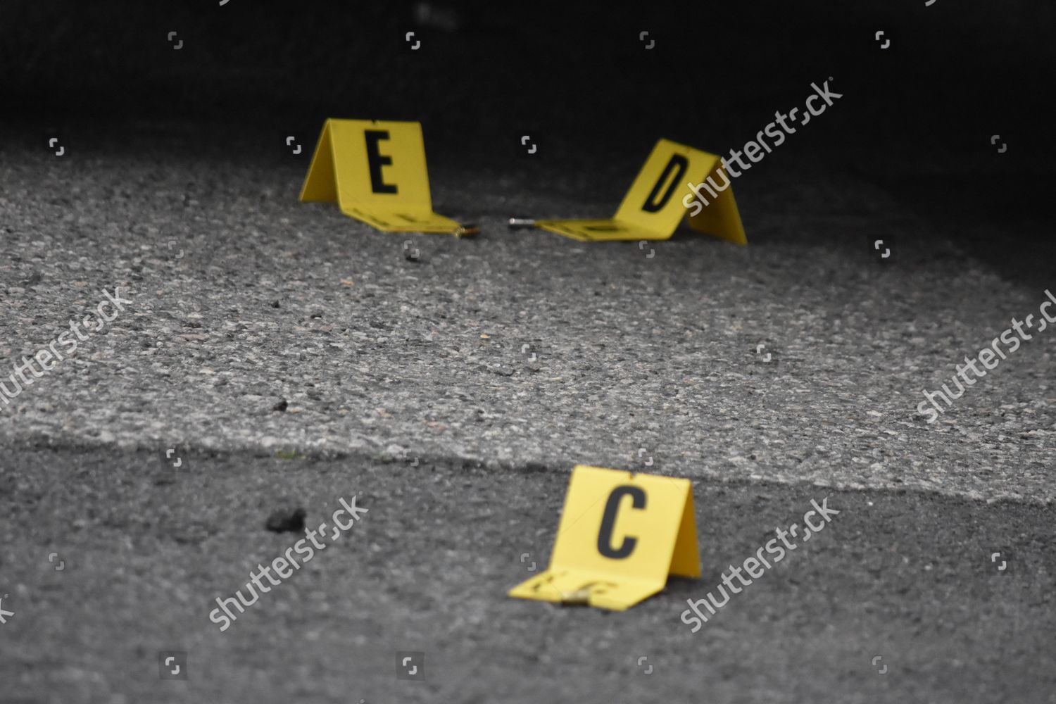 Evidence Markers Shell Casings Litter Street Editorial Stock Photo