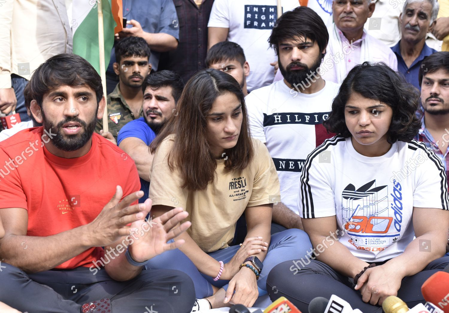 Wrestlers Bajrang Punia Vinesh Phogat Sakshi Editorial Stock Photo ...